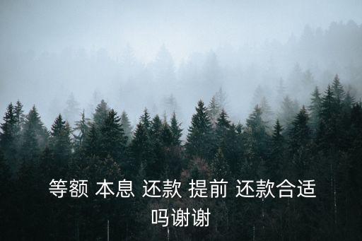  等額 本息 還款 提前 還款合適嗎謝謝