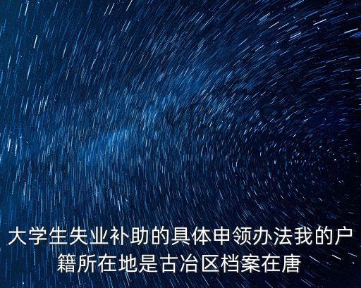 大學(xué)生失業(yè)補助，大學(xué)生失業(yè)補助的具體申領(lǐng)辦法我的戶籍所在地是古冶區(qū)檔案在唐