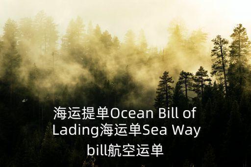海運提單Ocean Bill of Lading海運單Sea Waybill航空運單