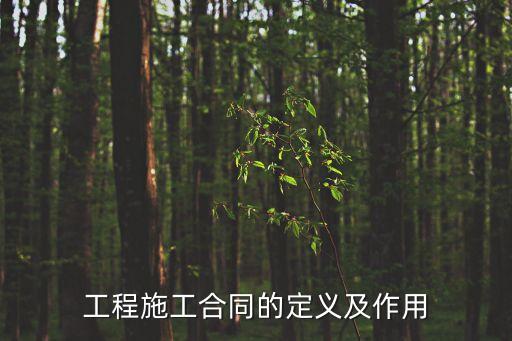 工程施工合同的定義及作用