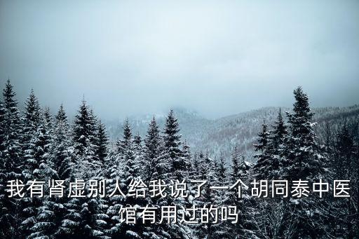 我有腎虛別人給我說了一個(gè)胡同泰中醫(yī)館有用過的嗎