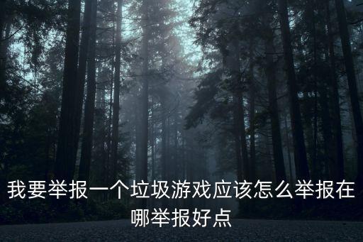 怎么舉報游戲，我要舉報一個垃圾游戲應(yīng)該怎么舉報在哪舉報好點