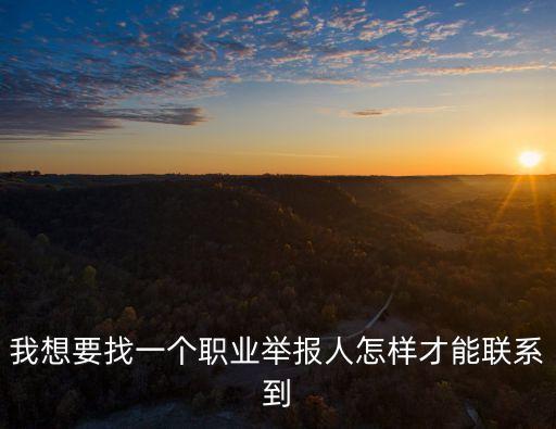 我想要找一個(gè)職業(yè)舉報(bào)人怎樣才能聯(lián)系到
