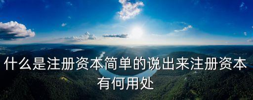 注冊資本，什么是注冊資本簡單的說出來注冊資本有何用處