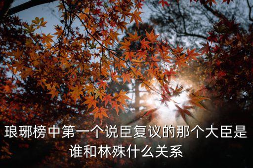 瑯琊榜中第一個(gè)說(shuō)臣復(fù)議的那個(gè)大臣是誰(shuí)和林殊什么關(guān)系