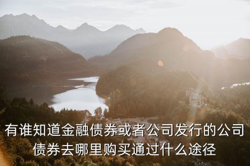 債券怎么買，有誰知道金融債券或者公司發(fā)行的公司債券去哪里購買通過什么途徑