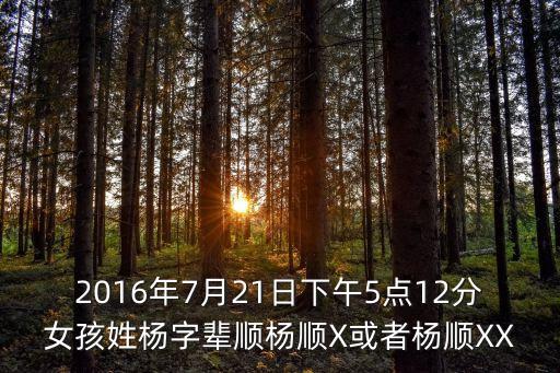 2016年7月21日下午5點(diǎn)12分女孩姓楊字輩順楊順X或者楊順XX