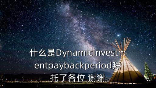什么是Dynamicinvestmentpaybackperiod拜托了各位 謝謝