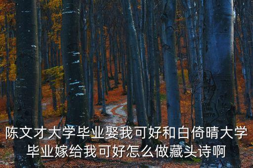 陳文才大學畢業(yè)娶我可好和白倚晴大學畢業(yè)嫁給我可好怎么做藏頭詩啊
