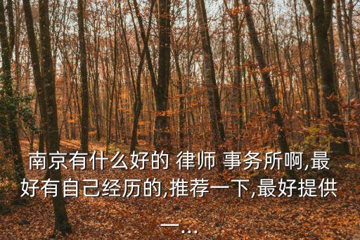南京有什么好的 律師 事務(wù)所啊,最好有自己經(jīng)歷的,推薦一下,最好提供一...