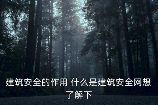 建筑安全的作用 什么是建筑安全網想了解下