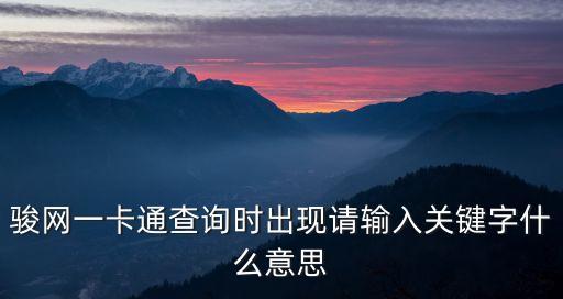 請輸入關(guān)鍵字，駿網(wǎng)一卡通查詢時出現(xiàn)請輸入關(guān)鍵字什么意思