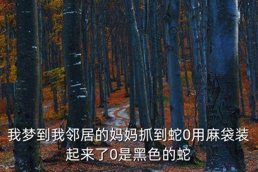 鄰居的媽媽，我夢到我鄰居的媽媽抓到蛇0用麻袋裝起來了0是黑色的蛇