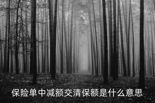 減額交清，保險單中減額交清保額是什么意思