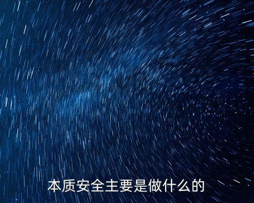 本質(zhì)安全主要是做什么的