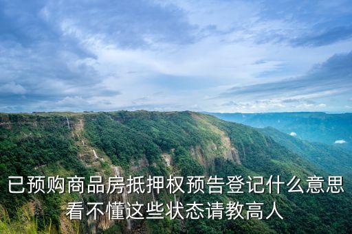 已預(yù)購商品房抵押權(quán)預(yù)告登記什么意思看不懂這些狀態(tài)請教高人