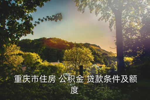  重慶市住房 公積金 貸款條件及額度