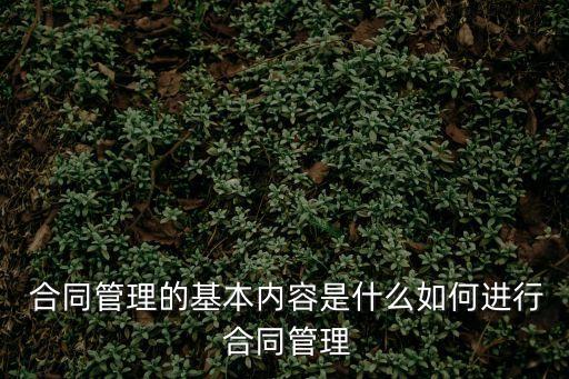  合同管理的基本內(nèi)容是什么如何進(jìn)行 合同管理