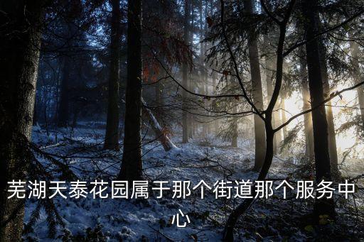 蕪湖天泰花園屬于那個(gè)街道那個(gè)服務(wù)中心