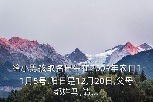 給小男孩取名出生在2009年農(nóng)日11月5號(hào),陽(yáng)日是12月20日,父母都姓馬,請(qǐng)...