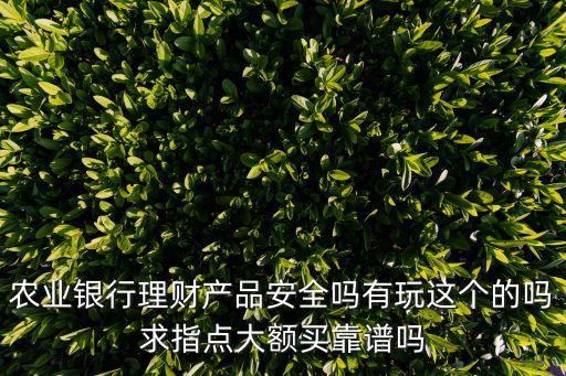 農(nóng)業(yè)銀行理財產(chǎn)品安全嗎有玩這個的嗎求指點大額買靠譜嗎