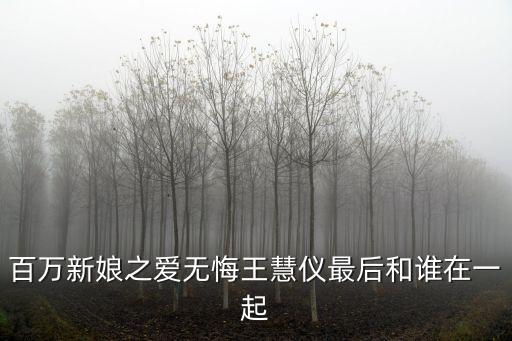 百萬新娘之愛無悔王慧儀最后和誰在一起