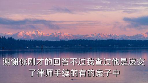 謝謝你剛才的回答不過我查過他是遞交了律師手續(xù)的有的案子中