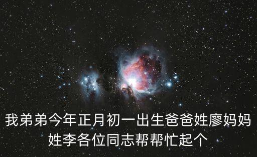 我弟弟今年正月初一出生爸爸姓廖媽媽姓李各位同志幫幫忙起個