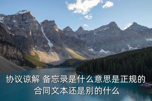 協(xié)議諒解 備忘錄是什么意思是正規(guī)的 合同文本還是別的什么