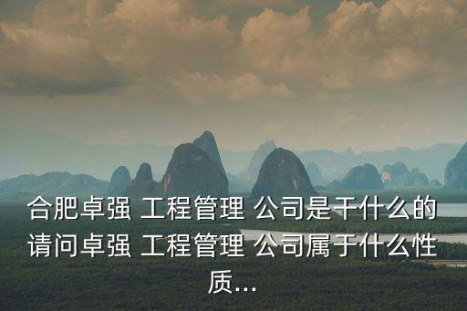 合肥卓強 工程管理 公司是干什么的請問卓強 工程管理 公司屬于什么性質...