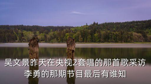 吳文景昨天在央視2套唱的那首歌采訪李勇的那期節(jié)目最后有誰(shuí)知