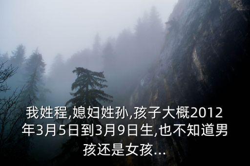 我姓程,媳婦姓孫,孩子大概2012年3月5日到3月9日生,也不知道男孩還是女孩...