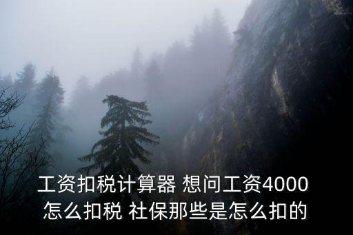 工資扣稅計算器 想問工資4000 怎么扣稅 社保那些是怎么扣的