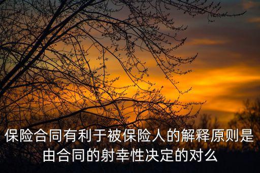 保險(xiǎn)合同有利于被保險(xiǎn)人的解釋原則是由合同的射幸性決定的對(duì)么