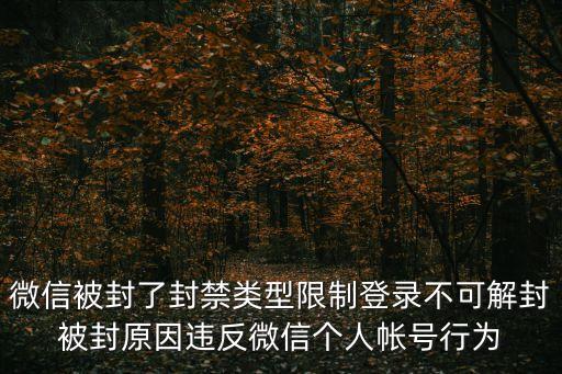 微信被封了封禁類型限制登錄不可解封被封原因違反微信個人帳號行為