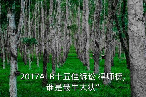 2017ALB十五佳訴訟 律師榜,誰是最牛大狀”