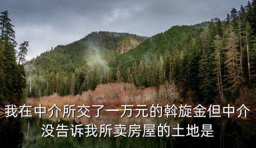 我在中介所交了一萬(wàn)元的斡旋金但中介沒(méi)告訴我所賣房屋的土地是
