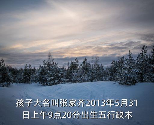 孩子大名叫張家齊2013年5月31日上午9點20分出生五行缺木