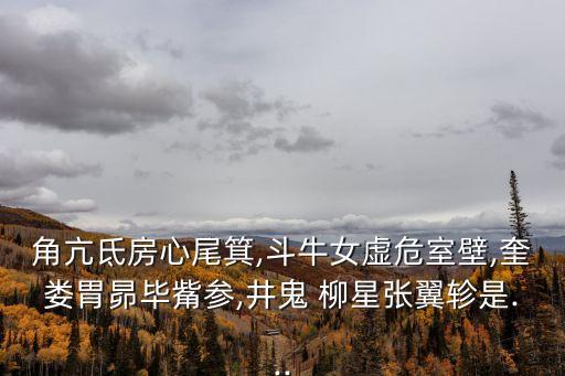 角亢氐房心尾箕,斗牛女虛危室壁,奎婁胃昴畢觜參,井鬼 柳星張翼軫是...