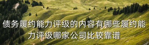 債務(wù)履約能力評級的內(nèi)容有哪些履約能力評級哪家公司比較靠譜