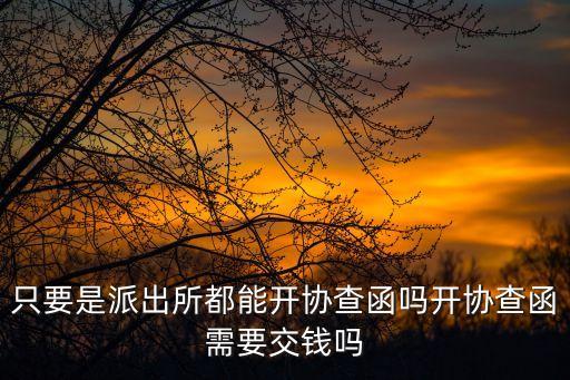 只要是派出所都能開協(xié)查函嗎開協(xié)查函需要交錢嗎
