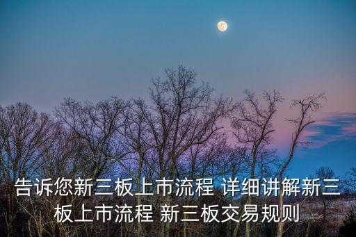 告訴您新三板上市流程 詳細(xì)講解新三板上市流程 新三板交易規(guī)則