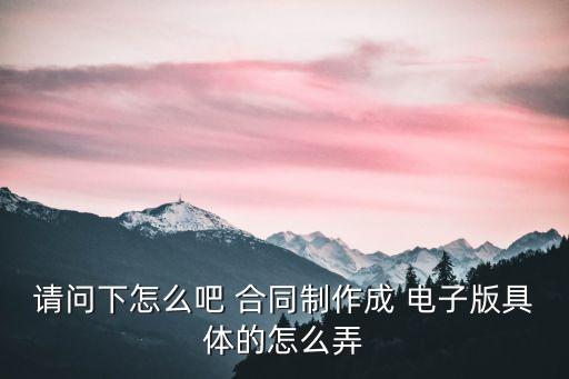 請(qǐng)問下怎么吧 合同制作成 電子版具體的怎么弄