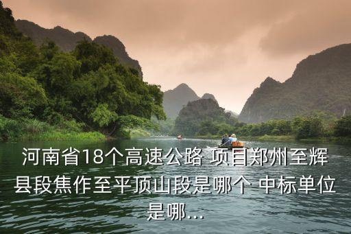 河南省18個高速公路 項目鄭州至輝縣段焦作至平頂山段是哪個 中標(biāo)單位是哪...