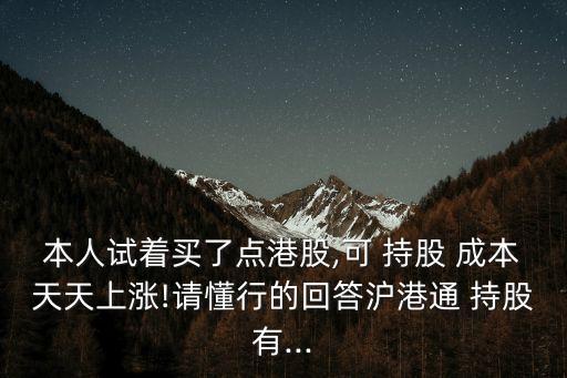 本人試著買了點(diǎn)港股,可 持股 成本天天上漲!請懂行的回答滬港通 持股有...