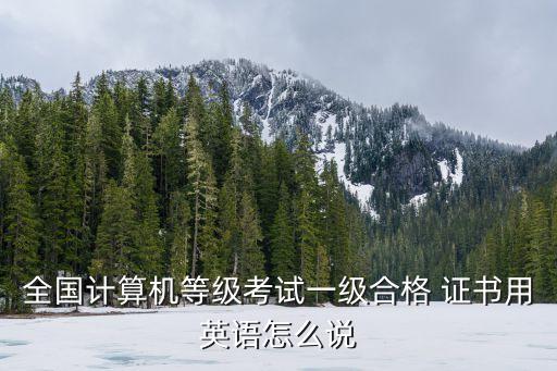 全國(guó)計(jì)算機(jī)等級(jí)考試一級(jí)合格 證書(shū)用英語(yǔ)怎么說(shuō)