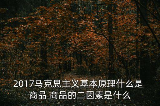 2017馬克思主義基本原理什么是 商品 商品的二因素是什么