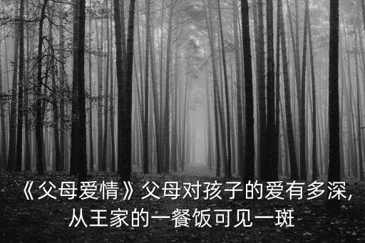 《父母愛情》父母對孩子的愛有多深,從王家的一餐飯可見一斑