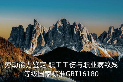 勞動(dòng)能力鑒定 職工工傷與職業(yè)病致殘等級(jí)國家標(biāo)準(zhǔn)GBT16180