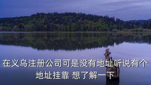 在義烏注冊公司可是沒有地址聽說有個地址掛靠 想了解一下